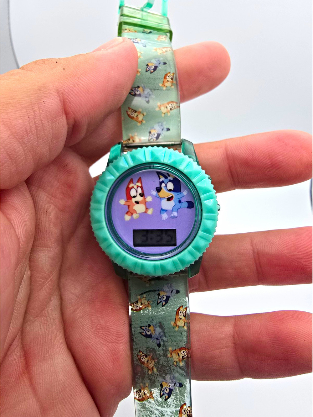 Accutime Bluey Kids Quartz Digital Backlight Watch Green Plastic Case Strap
